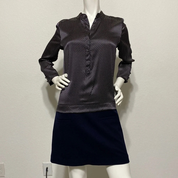 Veronica Beard Polka Dot 100% Silk/Cashmere With Wool Blend Skirt Dress Size 2